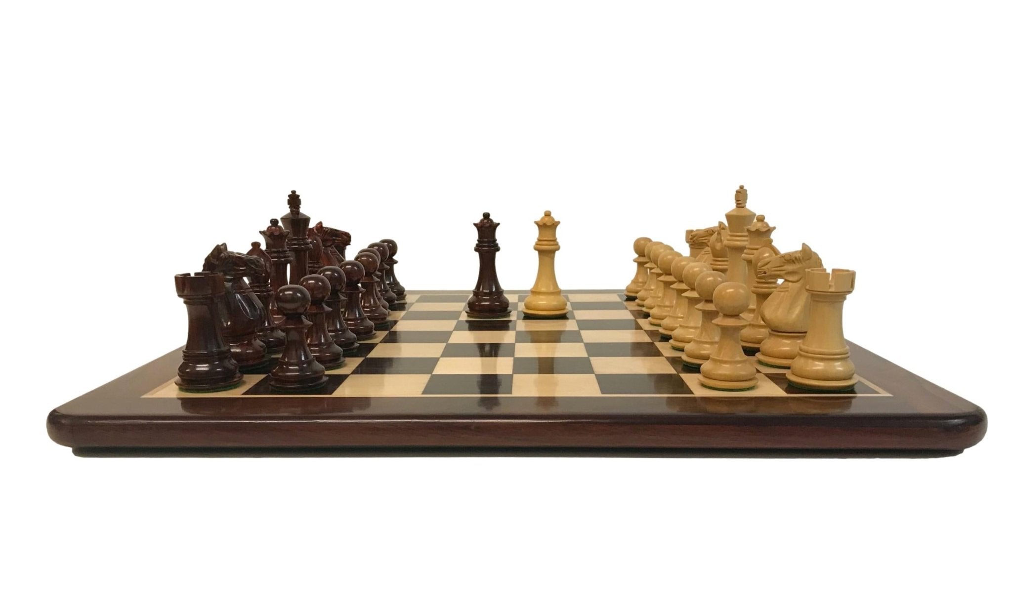 Ensemble Suprême Bois de Rose - Laqué - ensemble échecs classique - Rouge et Noir