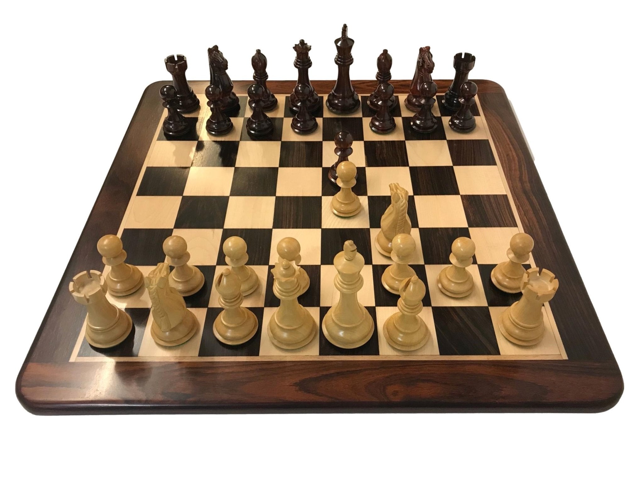 Ensemble Suprême Bois de Rose - Laqué - ensemble échecs classique - Rouge et Noir