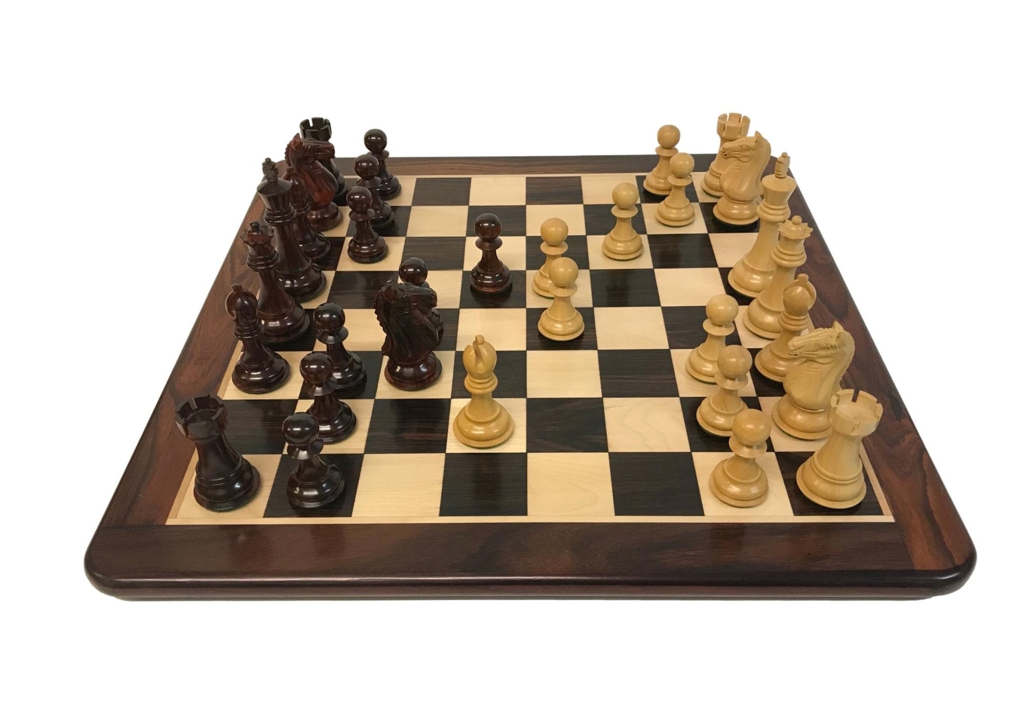 Ensemble Suprême Bois de Rose - Laqué - ensemble échecs classique - Rouge et Noir