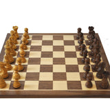 Ensemble Ultime Noyer - Pièces buis / acacia - Ensemble d’échecs classique - Rouge et Noir