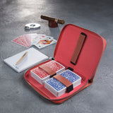 Etui de bridge en cuir pleine fleur - Corail - jeu de cartes coffret bridge à jouer coffret de cartes luxe - Rouge et Noir