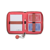 Etui de bridge en cuir pleine fleur - Corail - jeu de cartes coffret bridge à jouer coffret de cartes luxe - Rouge et Noir