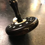 Toupie en ébène et Ivoirine à bouton - GM - Toupies cadeau bel objet - Rouge et Noir