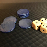 Jetons de 421 marbrés - Bleu - par 25 - jeu de dés coffret de dés - Rouge et Noir