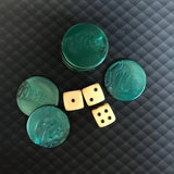 Jetons de 421 marbrés - Vert - par 25 - jeu de dés coffret de dés - Rouge et Noir