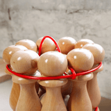 Jeu de 9 quilles vernies - 30 cm - Jeu d'adresse en bois - Rouge et Noir