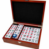 Mah - Jong - Coffret bois - Effet loupe - jeu traditionnel jeu de mah - jong - Rouge et Noir