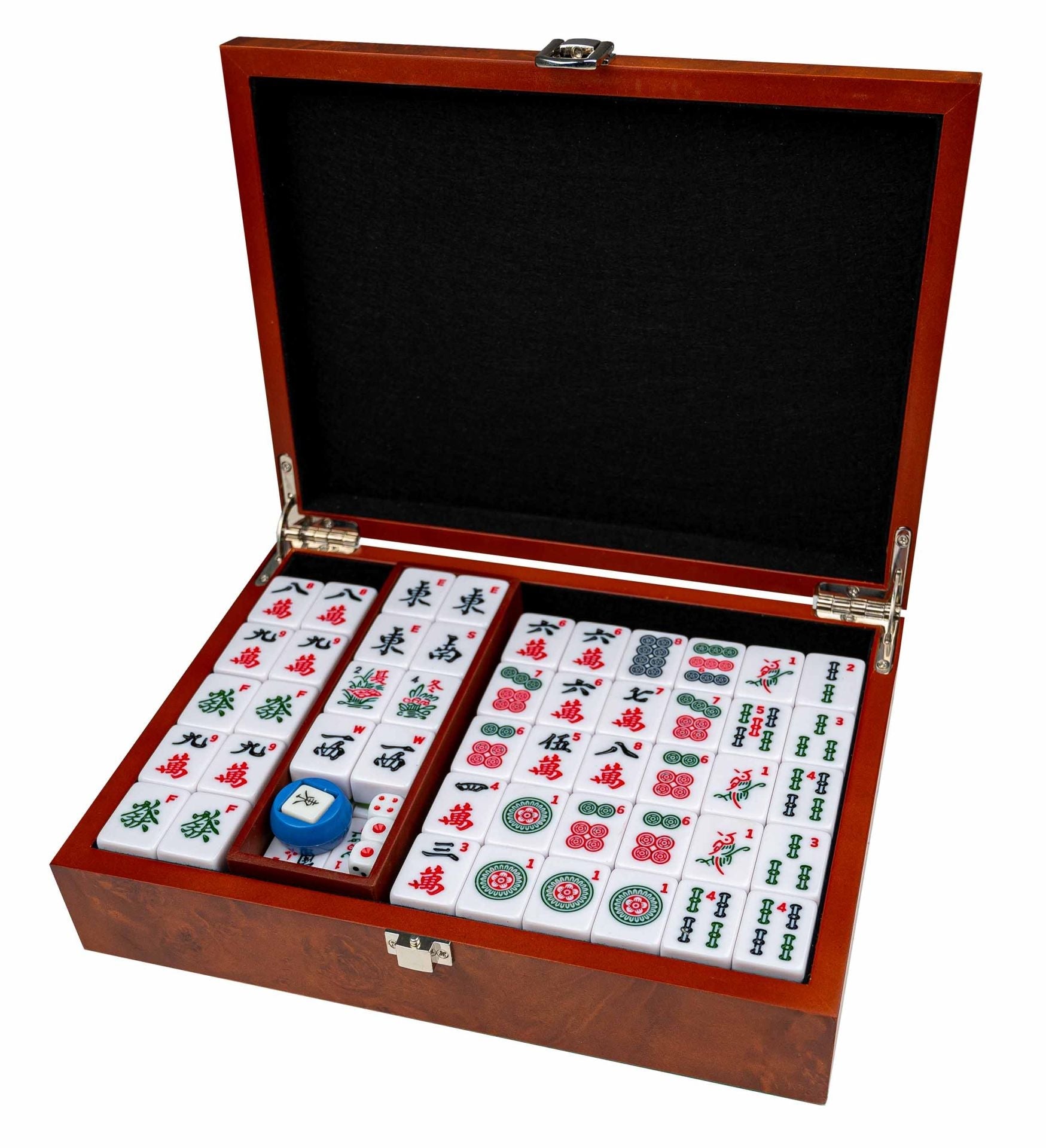 Mah - Jong - Coffret bois - Effet loupe - jeu traditionnel jeu de mah - jong - Rouge et Noir