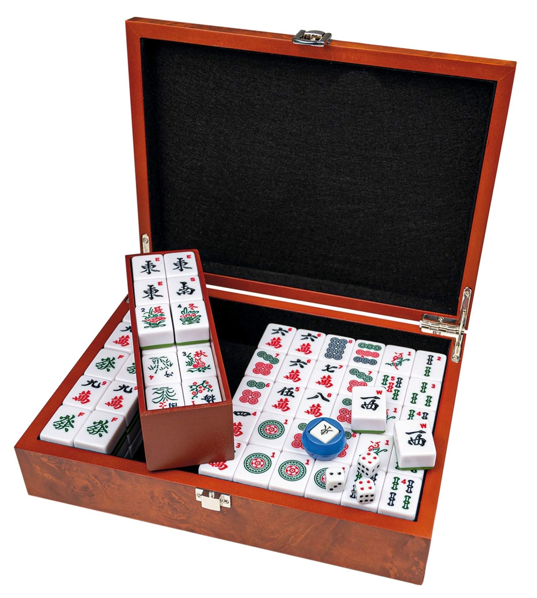 Mah - Jong - Coffret bois - Effet loupe - jeu traditionnel jeu de mah - jong - Rouge et Noir