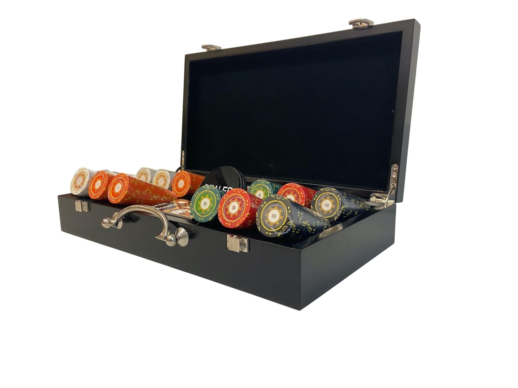 Mallette de 300 jetons - Bois - Sunshine - 14,5 gr - mallette de poker aluminium coffret de poker de luxe - Rouge et Noir