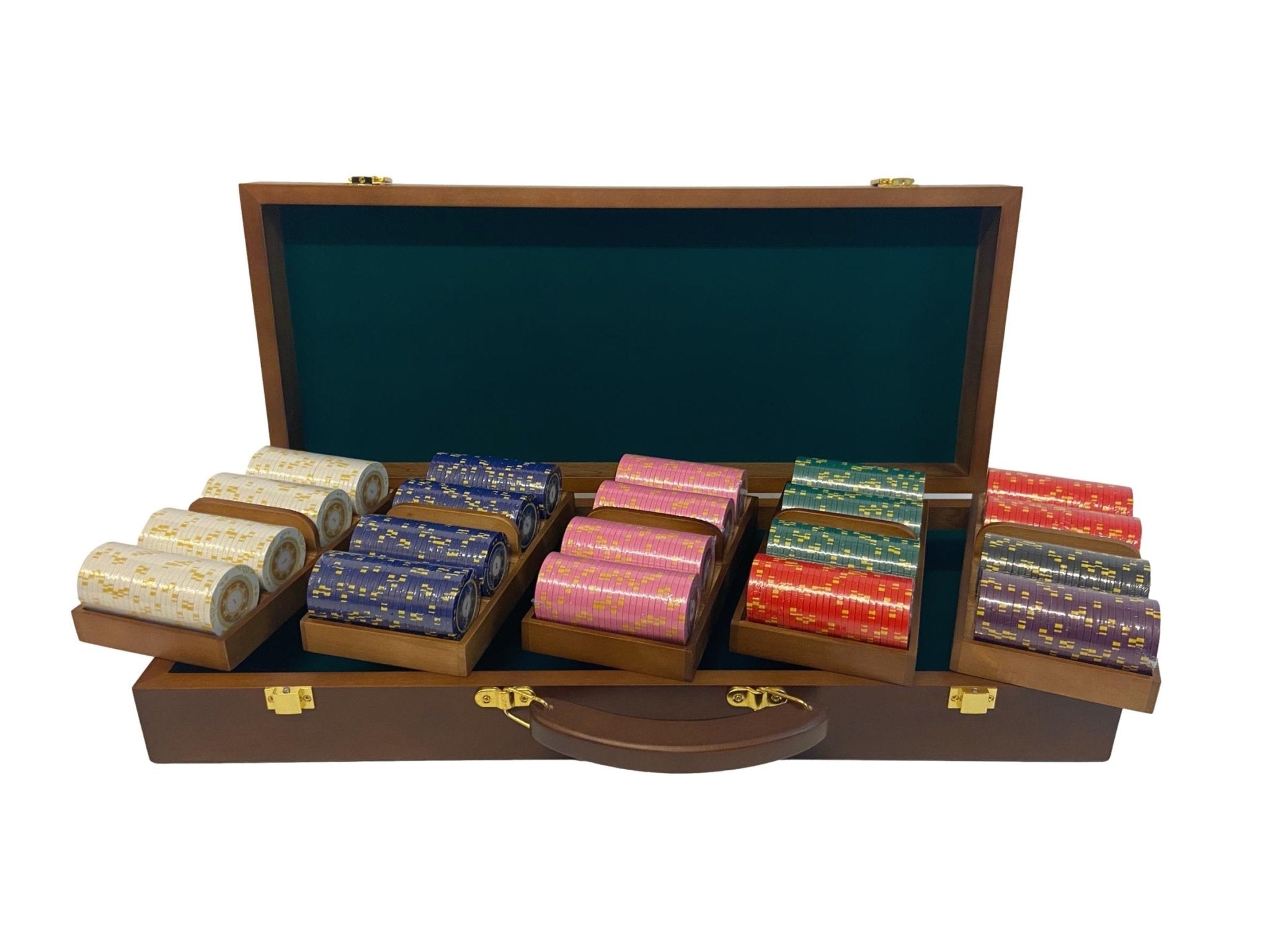 Mallette de 500 jetons - Bois avec racks - Sunshine - 14,5 gr - mallette de poker en aluminium coffret de poker de luxe cadeau bel objet - Rouge et Noir