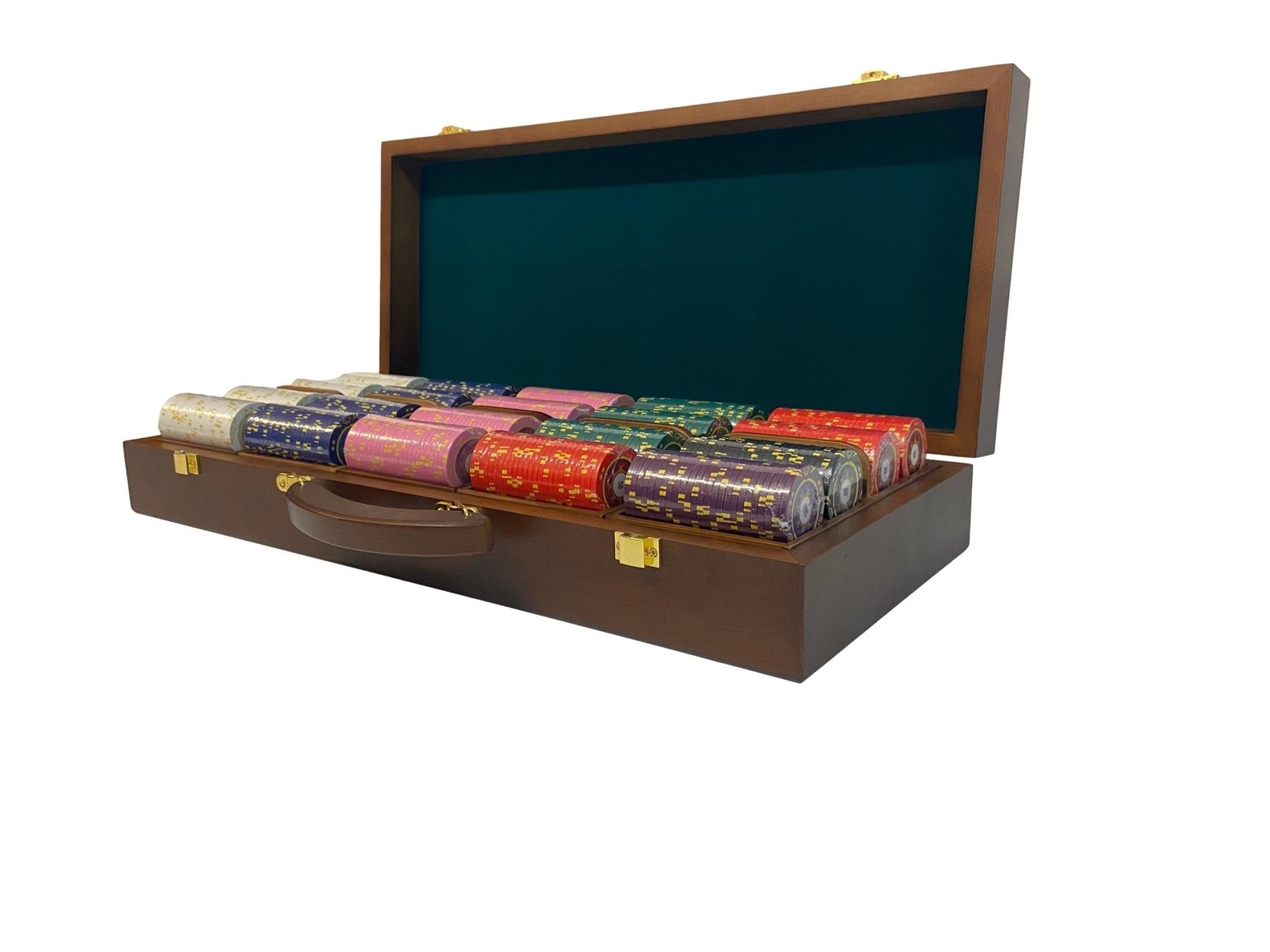 Mallette de 500 jetons - Bois avec racks - Sunshine - 14,5 gr - mallette de poker en aluminium coffret de poker de luxe cadeau bel objet - Rouge et Noir