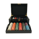 Mallette de 500 jetons - Bois laqué Noir - Sunshine - 14,5 gr - mallette de poker aluminium coffret de poker de luxe cadeau bel objet - Rouge et Noir