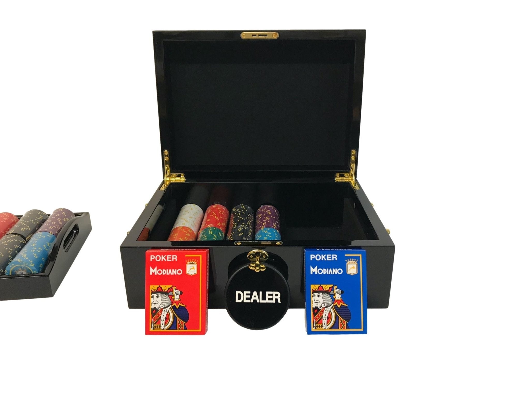 Mallette de 500 jetons - Bois laqué Noir - Sunshine - 14,5 gr - mallette de poker aluminium coffret de poker de luxe cadeau bel objet - Rouge et Noir