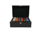 Mallette de 500 jetons - Bois laqué Noir - Sunshine - 14,5 gr - mallette de poker aluminium coffret de poker de luxe cadeau bel objet - Rouge et Noir