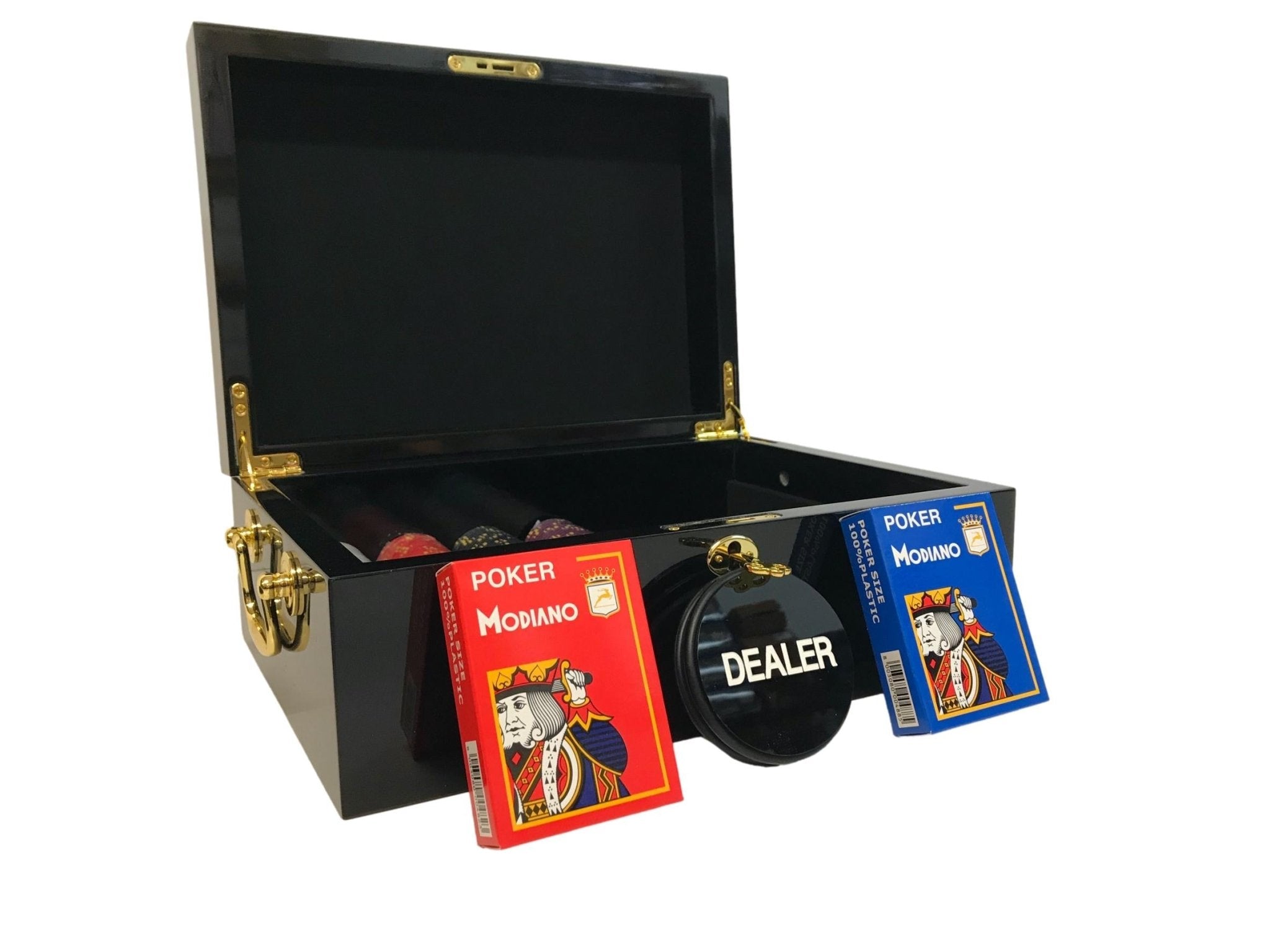 Mallette de 500 jetons - Bois laqué Noir - Sunshine - 14,5 gr - mallette de poker aluminium coffret de poker de luxe cadeau bel objet - Rouge et Noir