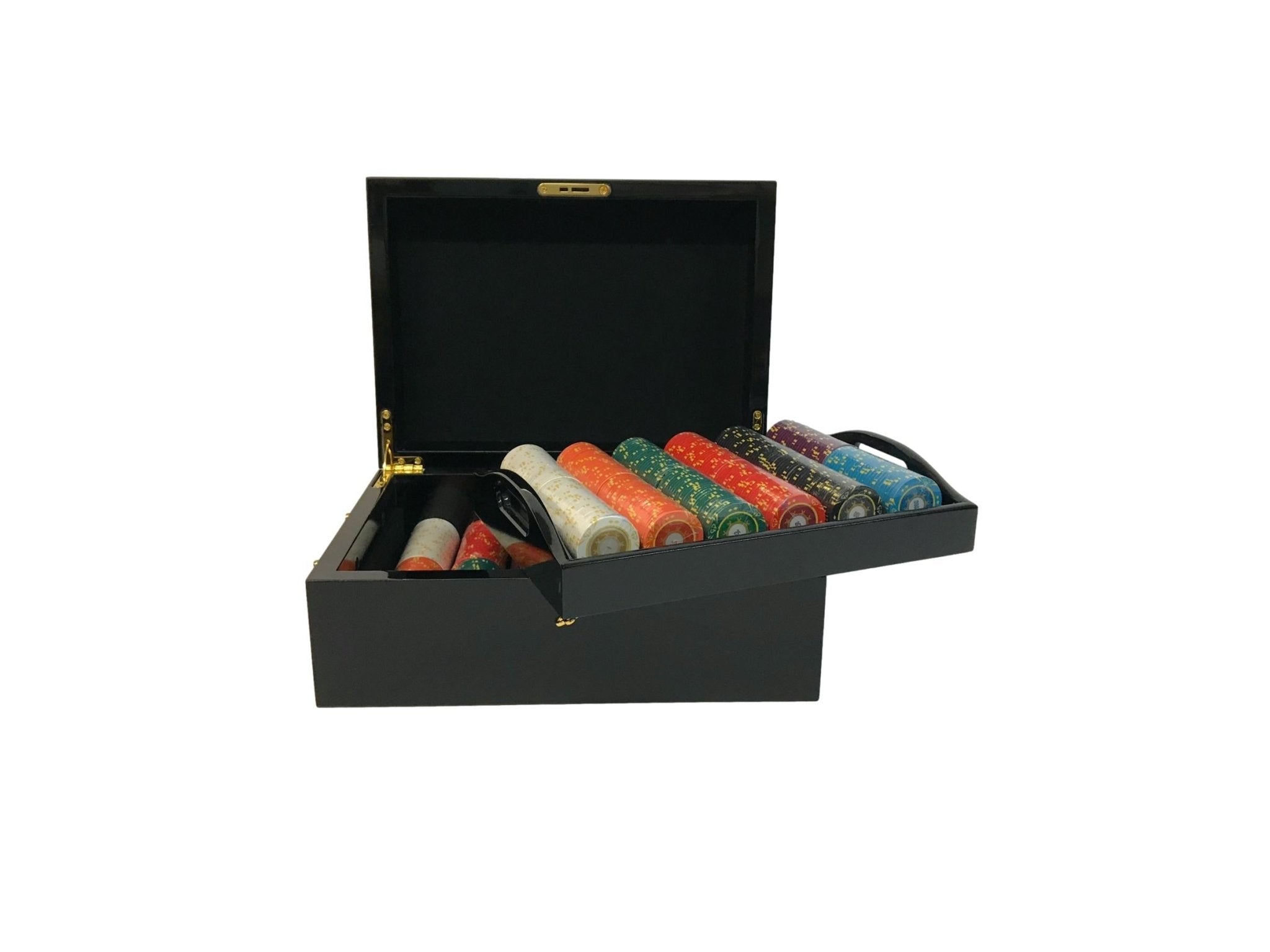 Mallette de 500 jetons - Bois laqué Noir - Sunshine - 14,5 gr - mallette de poker aluminium coffret de poker de luxe cadeau bel objet - Rouge et Noir