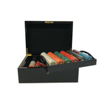 Mallette de 500 jetons - Bois laqué Noir - Sunshine - 14,5 gr - mallette de poker aluminium coffret de poker de luxe cadeau bel objet - Rouge et Noir