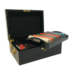 Mallette de 500 jetons - Bois laqué Noir - Sunshine - 14,5 gr - mallette de poker aluminium coffret de poker de luxe cadeau bel objet - Rouge et Noir