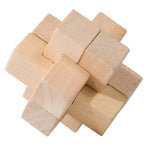 Mini casse - tête 3D en bois - Croix de charpentier - Casse - tête en bois - Rouge et Noir