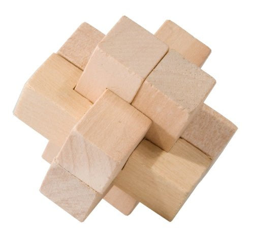 Mini casse - tête 3D en bois - Croix de charpentier - Casse - tête en bois - Rouge et Noir