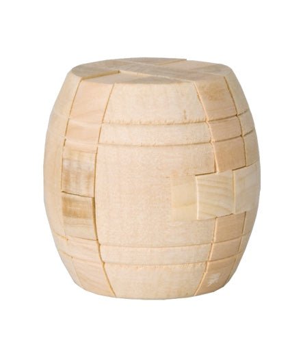 Mini casse - tête 3D en bois - Tonneau - Casse - tête en bois - Rouge et Noir