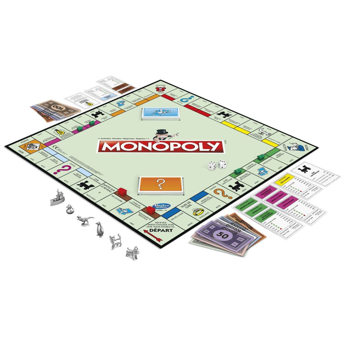 Monopoly Classique - Jeu de plateau de stratégie enfants - Rouge et Noir