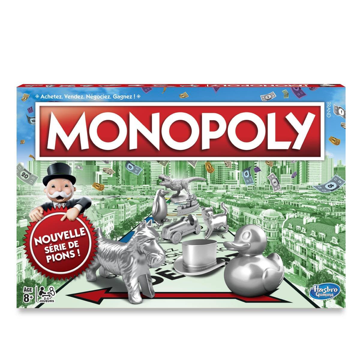 Monopoly Classique - Jeu de plateau de stratégie enfants - Rouge et Noir