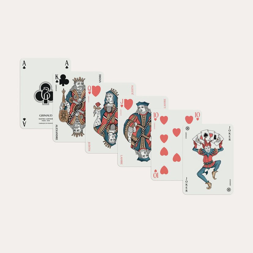 N°200 : Cartes à Jouer Grimaud 54 cartes - Nouvelle édition Luxe - Dos Bleu Dauphin - jeu de cartes coffret bridge à jouer coffret de cartes luxe - Rouge et Noir