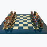 Pièces d'échecs "3 Royaumes" - peintes à la main - jeu d'échecs pièces d'échecs décoratives - Rouge et Noir