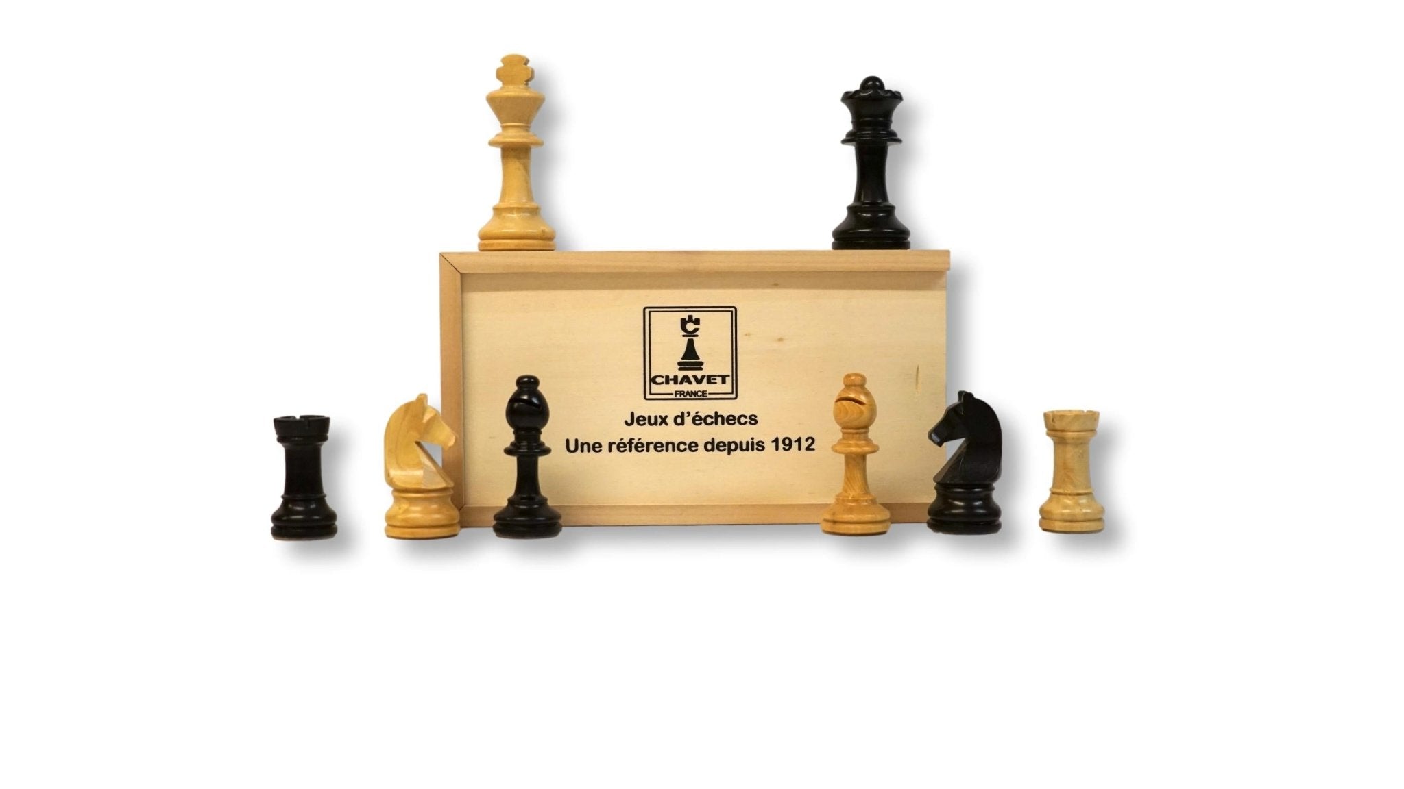 Pièces d'échecs en Buis CHAVET - Fabrication française - jeu d'échecs pièces d'échecs classiques - Rouge et Noir
