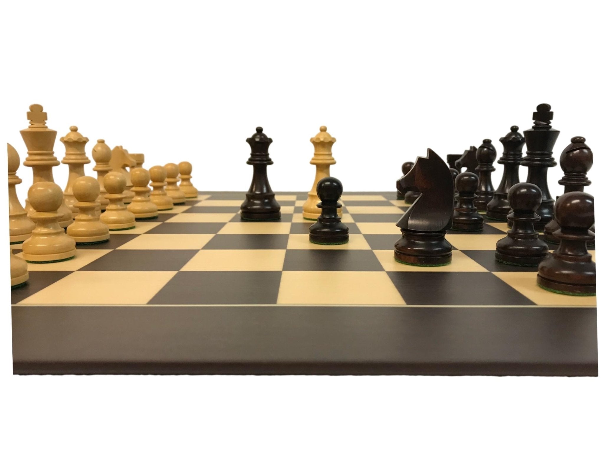 Pièces d'échecs en Buis - Design français (Style Chavet) - Double reines - jeu d'échecs pièces d'échecs classiques - Rouge et Noir
