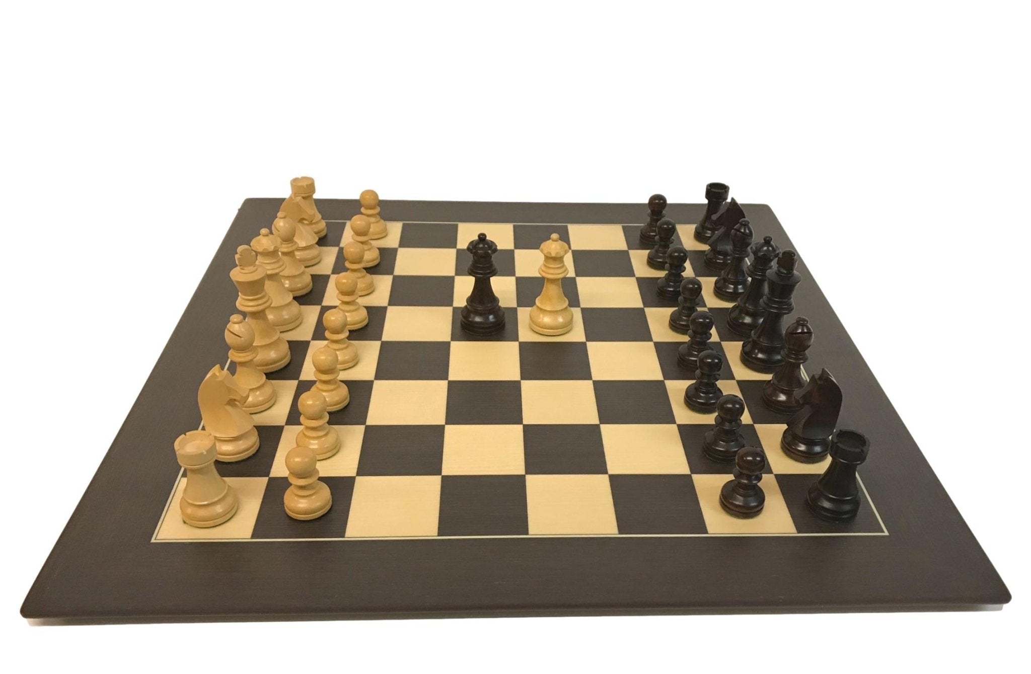 Pièces d'échecs en Buis - Design français (Style Chavet) - Double reines - jeu d'échecs pièces d'échecs classiques - Rouge et Noir