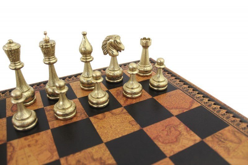Pièces d'échecs en métal - Flowered - Fait à la main - jeu d'échecs pièces d'échecs classiques et décoratives - Rouge et Noir