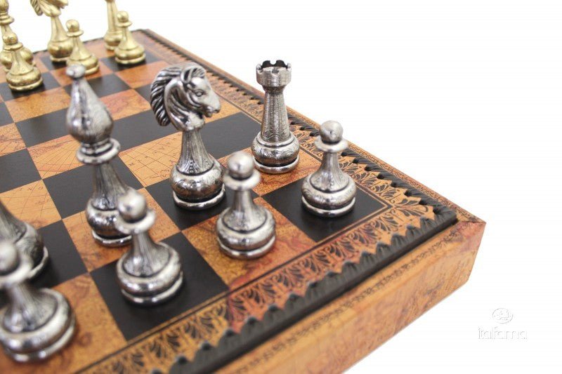 Pièces d'échecs en métal - Flowered - Fait à la main - jeu d'échecs pièces d'échecs classiques et décoratives - Rouge et Noir
