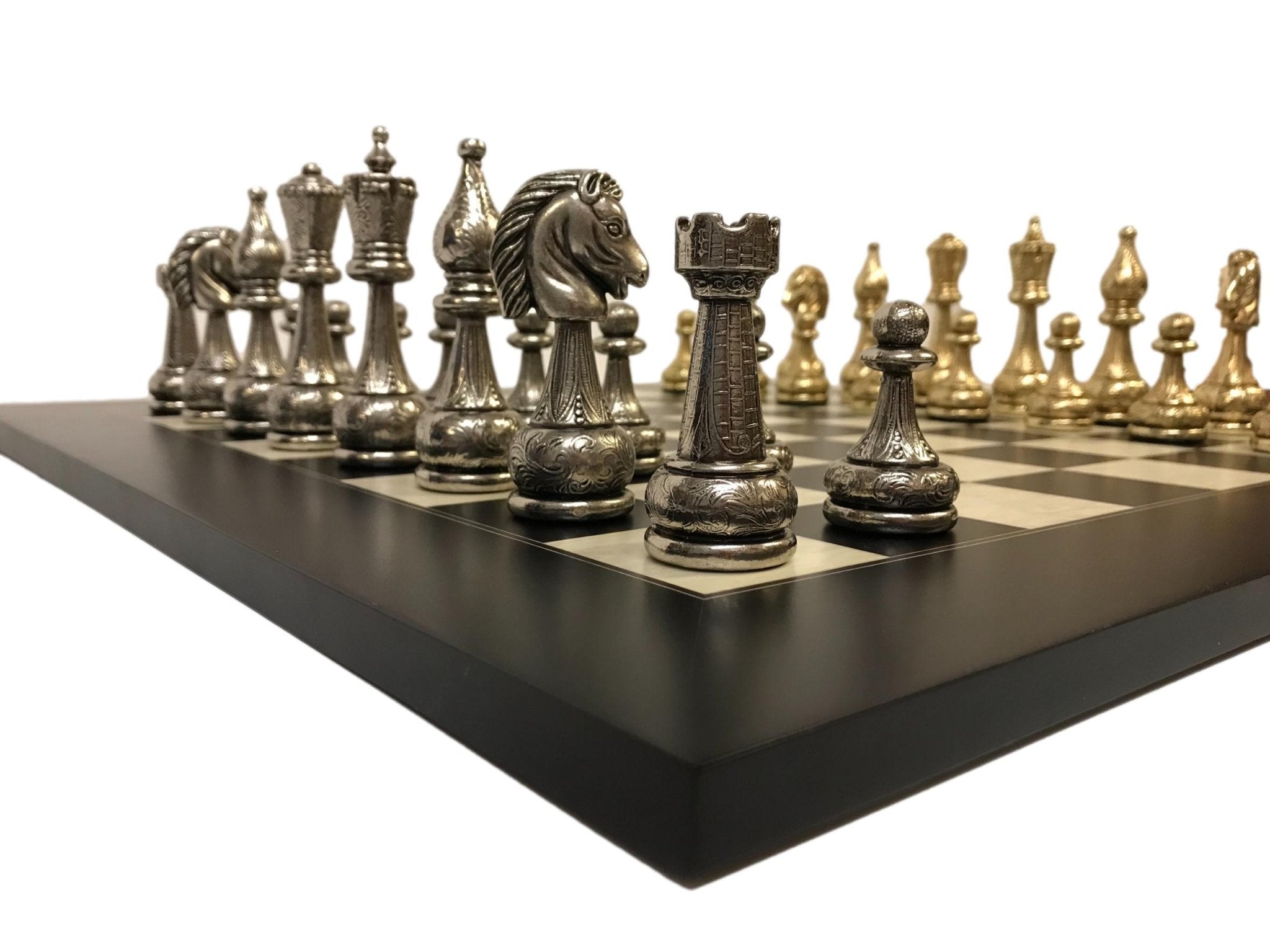 Pièces d'échecs en métal - Flowered - Fait à la main - jeu d'échecs pièces d'échecs classiques et décoratives - Rouge et Noir