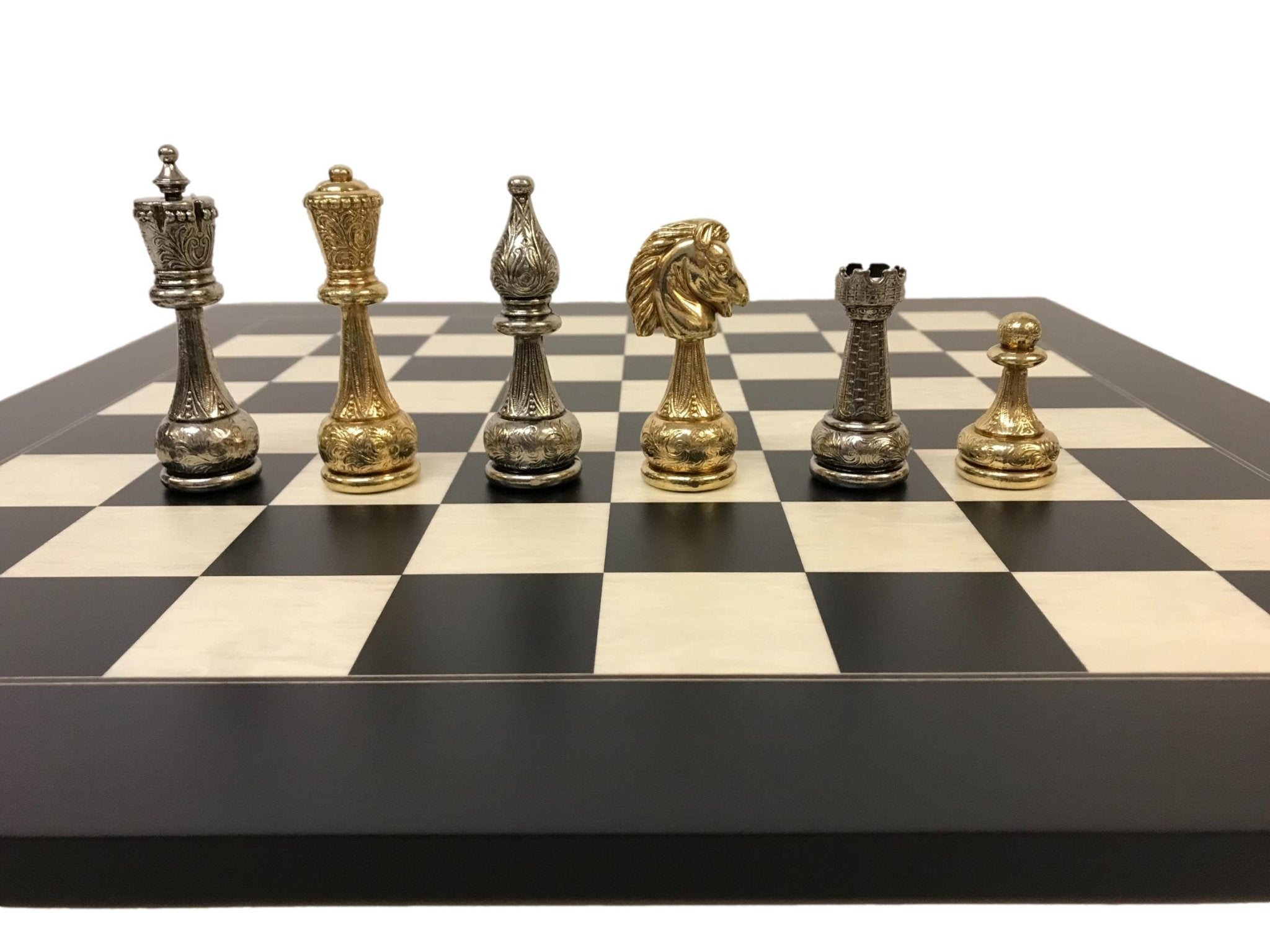 Pièces d'échecs en métal - Flowered - Fait à la main - jeu d'échecs pièces d'échecs classiques et décoratives - Rouge et Noir