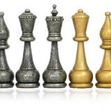 Pièces d'échecs en métal - Flowered - Fait à la main - jeu d'échecs pièces d'échecs classiques et décoratives - Rouge et Noir