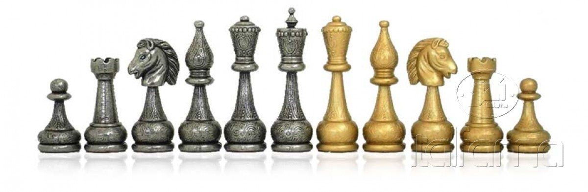 Pièces d'échecs en métal - Flowered - Fait à la main - jeu d'échecs pièces d'échecs classiques et décoratives - Rouge et Noir