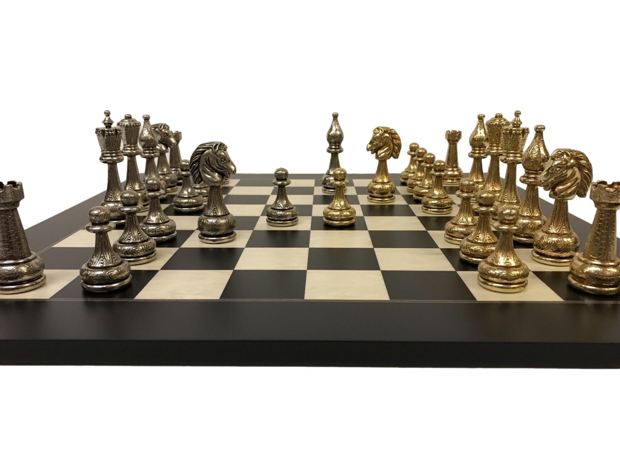 Pièces d'échecs en métal - Flowered - Fait à la main - jeu d'échecs pièces d'échecs classiques et décoratives - Rouge et Noir
