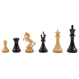 Pièces ébène cavalier cabré + Coffre luxe cuir - jeu d'échecs accessoire d'échecs boite d'échecs - Rouge et Noir