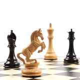 Pièces ébène cavalier cabré + Coffre luxe cuir - jeu d'échecs accessoire d'échecs boite d'échecs - Rouge et Noir