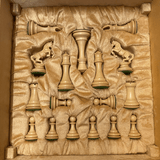Pièces ébène cavalier cabré + Coffre luxe cuir - jeu d'échecs accessoire d'échecs boite d'échecs - Rouge et Noir