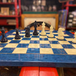Pièces Ultimes - laquées Bleu / Crême - Pièces d’échecs classiques et décoratives figuratives - Rouge et Noir
