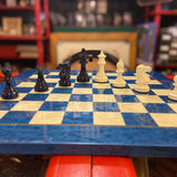 Pièces Ultimes - laquées Bleu / Crême - Pièces d’échecs classiques et décoratives figuratives - Rouge et Noir