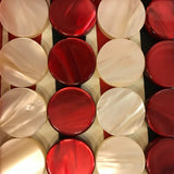 Pions de backgammon en acetate nacrés - Ivoire / Rouge - Pions de backgammon cadeau bel objet - Rouge et Noir