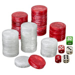 Pions de backgammon marbrés - Plastique - Rouge - Pions de backgammon - Rouge et Noir