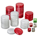 Pions de backgammon marbrés - Plastique - Rouge - Pions de backgammon - Rouge et Noir