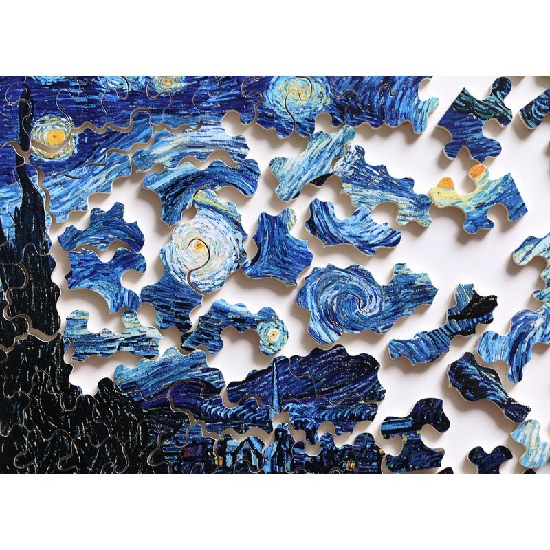 Puzzle Bois Michèle Wilson - 80 pièces - Nuit Etoilée - Van Gogh - Puzzle en bois Michèle Wilson - Rouge et Noir