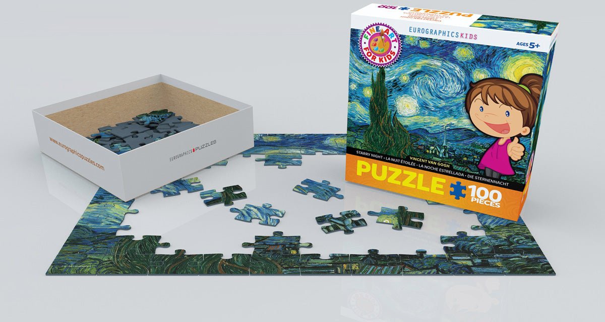 Puzzle Eurographics - 100 p - La nuit étoilée - Vincent Van Gogh - Puzzle en carton - Rouge et Noir